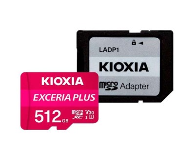 Kioxia Exceria Plus Tarjeta Micro SDXC 512GB UHS-I U3 V30 A1 Clase 10 con Adaptador