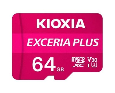 Kioxia Exceria Plus Tarjeta Micro SDXC 64GB UHS-I U3 V30 A1 Clase 10 con Adaptador