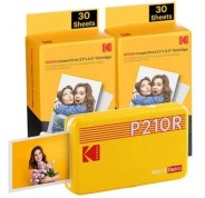 Kodak Mini 2 Retro Pack de Impresora Fotografica Portatil Bluetooth + 60 Hojas de Papel Fotografico - Formato de Impresion 5,3x8,6cm - Alimentacion por Bateria - Color Amarillo