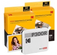 Kodak Mini 3 Retro Pack de Impresora Fotografica Portatil Bluetooth + 60 Hojas de Papel Fotografico - Formato de Impresion 7.62x7.62cm - Alimentacion por Bateria - Color Blanco
