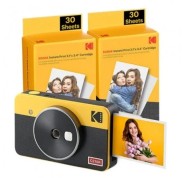 Kodak Mini Shot 2 Retro Pack de Camara Digital Instantanea Bluetooth + 60 Hojas de Papel Fotografico 5.3x8.6cm - Pantalla LCD 1.7\" - Flash Integrado - Espejo para Selfies - Color Amarillo/Negro