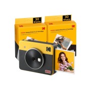 Kodak Mini Shot 3 Retro Pack de Camara Digital Instantanea Bluetooth + 60 Hojas de Papel Fotografico 7.62x7.62cm - Pantalla LCD 1.7\" - Flash Integrado - Espejo para Selfies - Color Amarillo/Negro
