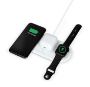 Ksix Base de Carga Inalambrica 2en1 15W - Carga Rapida - Tecnologia Qi - Compatible Movil, Auriculares Inalambricos y/o Smartwacth - Color Blanco