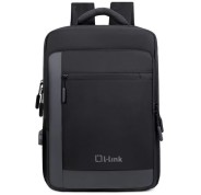 L-Link Mochila para Portatil 15.6\" - Bolsillo Exterior - Puerto USB Exterior para Carga - Interior Compartimentado - Cobertura Exterior Repelente a Agua - Color Negro/Gris