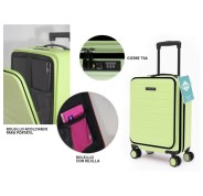 Lagart Maleta Trolley Pocket de Cabina Rigida 20 55x34x20cm - Compartimento Frontal Acolchado para Portatil - Cierre TSA - Ruedas Dobles 360º - Color Verde Pastel