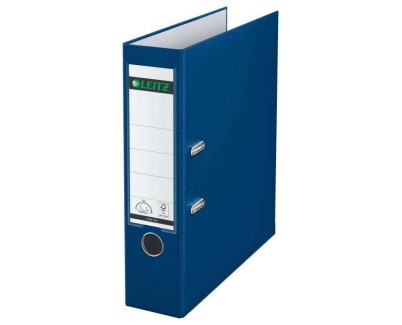 Leitz 180º Archivador de Palanca Tamaño A4 - Lomo Ancho 80mm - Ollao, Rado y Tarjetero en el Lomo - Carton Forrado en Plastico - Cantoneras Metalicas - Color Azul