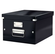 Leitz Click & Store WOW Caja Organizadora Mediana - Asas de Metal - 85% Carton Reciclado - Hasta 9kg de Capacidad - Color Negro