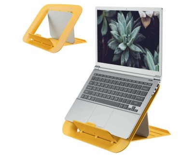 Leitz Ergo Cosy Soporte Ajustable para Portatil de 13 \"a 17\" - Diseño Ergonomico - Altura Ajustable a 4 Alturas - Color Amarillo Calido