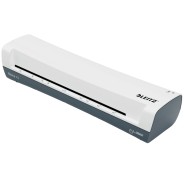 Leitz iLAM Home A3 Plastificadora - Hasta Tamaño A3 - Velocidad 300mm/min - Calentamiento en 3 Minutos - Grueso Bolsa 75 y 125mic - Incluye Paquete de 5 Bolsas de Plastificacion  A4 - Color Blanco/Gris