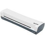 Leitz iLAM Home A3 Plastificadora - Hasta Tamaño A3 - Velocidad 300mm/min - Calentamiento en 3 Minutos - Grueso Bolsa 75 y 125mic - Incluye Paquete de 5 Bolsas de Plastificacion  A4 - Color Blanco/Gris