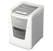 Leitz IQ 100 Autofeed P4 Destructora Automatica de Papel Corte en Particulas P-4 - Autoalimentacion 100 Hojas, Manual 8 Hojas - Capacidad de la Papelera de 34L - Color Blanco/Gris