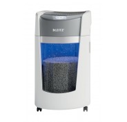 Leitz IQ OptiMax Office 550 Destructora de Papel Manual DIN P5 - Destruye hasta 10 Hojas - Tiempo de Funcionamiento Continuo 120m - Papelera de 35L con Tecnologia de Giro - Color Blanco/Gris