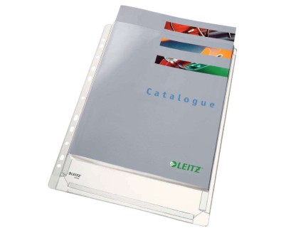 Leitz Pack de 5 Fundas Fuelle Estandar A4 PVC Liso Multitaladro-11 - Capacidad 200 Hojas - Transparente (170 Micras)