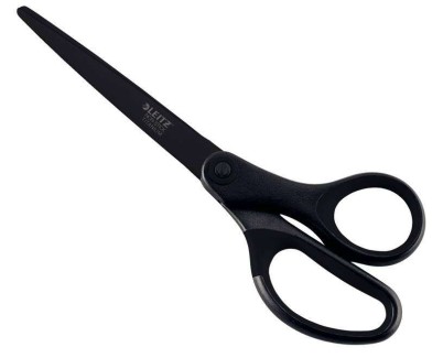 Leitz Quality Tijeras de Acero Inoxidable 18cm - Revestimiento de Titanio - Antiadherentes - Agarre Ergonomico - Color Negro