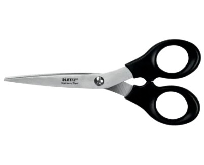 Leitz Tijeras de Acero Inoxidable 16.5cm - Ideales para Casa, Colegio, Oficina - Color Negro