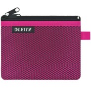 Leitz WOW Bolsa Porta-Todo Pequeña 2 Compartimentos - Tamaño 105x6x140mm - Lavable y Duradera - Cierre de Cremallera - Color Fucsia