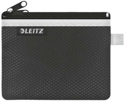 Leitz WOW Bolsa Porta-Todo Pequeña 2 Compartimentos - Tamaño 105x6x140mm - Lavable y Duradera - Cierre de Cremallera - Color Negro