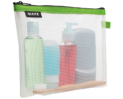 Leitz WOW Bolsa Porta-Todo Resistente al Agua - Tamaño 170x6x240mm - Material EVA, Lavable y Duradero - Cierre de Cremallera - Color Verde/Transparente