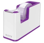 Leitz WOW Dispensador de Cinta Adhesiva - Para Rollos de hasta 19mm x 33m - Incluye Cinta Autoadhesiva Escribible - Color Blanco/Violeta