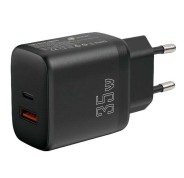 Leotec Cargador para Smartphone 35W con Puertos USB-C PD 3.0 y USB-A - Proteccion contra Sobrecorriente y Cortocircuito - Color Negro