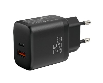 Leotec Cargador para Smartphone 35W con Puertos USB-C PD 3.0 y USB-A - Proteccion contra Sobrecorriente y Cortocircuito - Color Negro