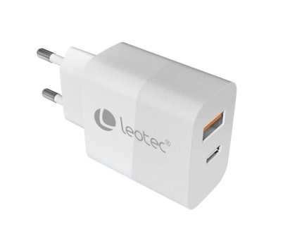 Leotec Cargador Universal 20W - 1USB-C PD + 1USB-A - Color Blanco