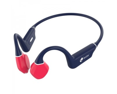 Leotec Kuri Auriculares Deportivos de Conduccion Osea Bluetooth 5.4 - Autonomia hasta 12h - Bateria de 180mAh - Resistencia IPX5 - Color Azul/Rojo
