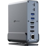 Leotec LEDS06 Docking Station USB C 15 en 1 - 2x HDMI 4K + DisplayPort - Power Delivery 100W - Ethernet Gigabit - 5x USB + USB C - Lector SD y MicroSD - Jack 3.5 mm - Color Gris Aluminio