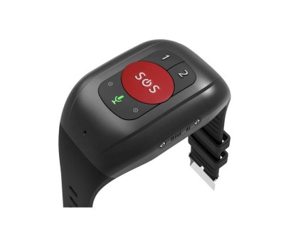 Leotec Senior Smart Band 4G - Geolocaliza en Tiempo Real - Localizacion por Medio de Redes WiFi y LBS - Monitor de Ritmo Cardiaco, Podometro, Tensiometro etc... - Color Negro/Boton SOS Rojo