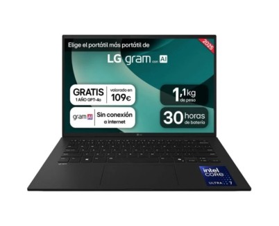 LG Gram 14ZD90T-G.AX78B Portatil 14\" Intel Core Ultra 7 255H - 16GB - 1TB SSD - Color Negro - Teclado QWERTY (ES)