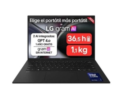LG Gram 14ZD90U-G.AX85BN Portatil 14" Intel Core Ultra 7 355H - 32GB DDR5 - 512GB SSD - Color Negro - Teclado QWERTY (ES)
