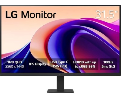 LG Monitor LED 31.5\" IPS QHD HDR10 100Hz - Respuesta 5ms - Angulo de Vision 178º - 16:9 - HDMI, USB-C - VESA 100x100mm