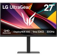 LG UltraGear Monitor LED 27\" IPS QHD 300Hz HDR400 FreeSync Premium - Respuesta 1ms - Ajustable en Altura, Inclinable y Giratorio - Altavoces 2 x 5W - 16:9 - HDMI, DisplayPort, USB-C, USB-A - VESA 100x100