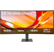LG Ultrawide Monitor 34\" Curvo 1800R VA QHD 144Hz HDR10 AMD FreeSync Premium - Respuesta 5ms - 21:9 - Ajustable en Altura, Inclinable - HDMI, Displayport, USB-C - VESA 100x100 - Color Negro