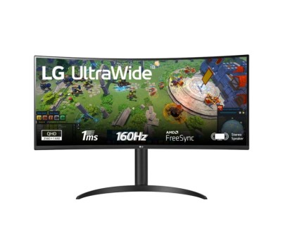 LG Ultrawide Monitor 34\" Curvo LED UWQHD 160Hz HDR FreeSync Premium - Ajutable en Altura e Inclinable - Respuesta 1ms - Angulo de Vision 178º - 21:9 - HDMI, DisplayPort - Montaje VESA