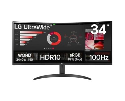LG Ultrawide Monitor 34\" Curvo LED VA WQHD 100Hz HDR10 FreeSync - Respuesta 5ms - Angulo de Vision 178º - 21:9 - HDMI, DisplayPort - VESA 100x100mm