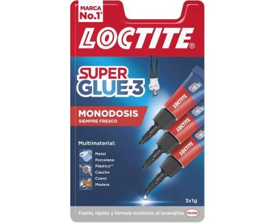 Loctite Pack de 3 Super Glue-3 Mini Trio Original - 1gr - Triple Resistencia - Adhesivo Transparente - Pegado y Fuerza Instantanea - 2229418/2229419/2640065