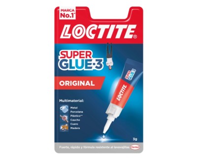 Loctite Super Glue-3 Original Pegamento Transparente Instantaneo 3gr - Formula Triple Resistencia - Secado en 3 Segundos - Tapon Antiobstruccion - 2640968/2973421