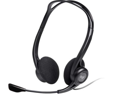 Logitech 960 Auriculares con Microfono USB - Microfono Plegable y Flexible - Controles en Cable - Cable de 2.40m - Color Negro