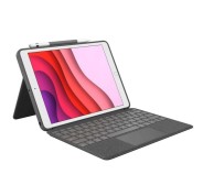 Logitech Combo Touch Funda con Teclado Retroiluminado Inalambrico para iPad 7ª y 8ª Generacion 10.2\" - Trackpad - Escritura, Visualizacion, Dibujo y Lectura - Color Gris