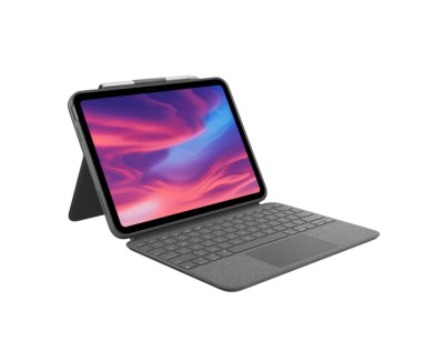Logitech Combo Touch Funda con Teclado Retroiluminado Inalambrico para iPad (Gen 10 y A16) - Trackpad - Escritura, Visualizacion, Dibujo y Lectura - Color Gris