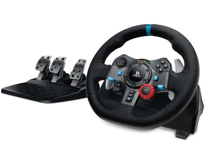 Logitech G29 Driving Force Juego de Volante y Pedales Compatible con PS3, PS4, PS5 y PC - Giro 900º - Efecto Force Feedback - Freno No Lineal - Volante de Aluminio, Cuero y Acero - Pedales Ajustables - Adaptable a Mesa y Soporte