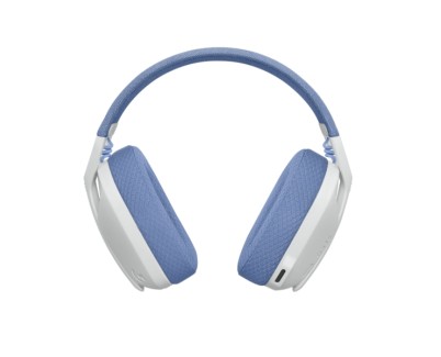 Logitech G435 Auriculares Gaming Inalambricos - Diadema Ajustable - Bluetooth LightSpeed - 2 Microfonos - Blanco Crudo y Lila