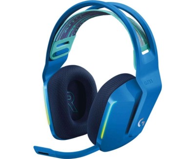 Logitech G733 Auriculares Gaming Inalambricos DTS 7.1 con Microfono - Tecnologia Lightspeed - Iluminacion RGB - Autonomia hasta 29h - Microfono Extraible - Almohadillas Acolchadas - Controles en Auricular - Color Azul