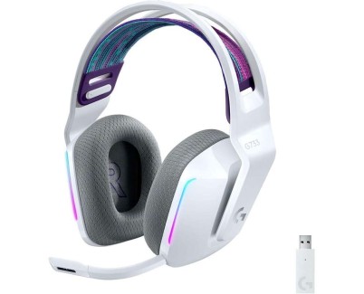 Logitech G733 Auriculares Gaming Inalambricos DTS 7.1 con Microfono - Tecnologia Lightspeed - Iluminacion RGB - Autonomia hasta 29h - Microfono Extraible - Almohadillas Acolchadas - Controles en Auricular - Color Blanco