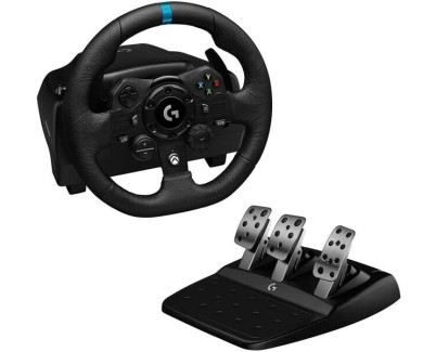 Logitech G923 Trueforce Juego de Volante y Pedales de Carreras Compatible con Xbox Series X/S, Xbox One y PC - LEDS Indicador RPM - Giro 900º - Efecto Force Feedback con Trueforce - Freno Progresivo - Volante de Aluminio, Cuero y Acero