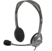 Logitech H111 Auriculares Estereo con Microfono - Microfono Giratorio - Diadema ajustable - Jack 3.5mm - Cable de 1.80m - Color Gris