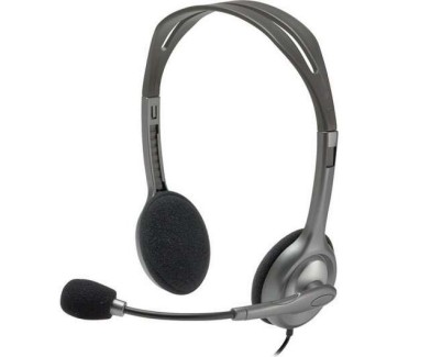 Logitech H111 Auriculares Estereo con Microfono - Microfono Giratorio - Diadema ajustable - Jack 3.5mm - Cable de 1.80m - Color Gris