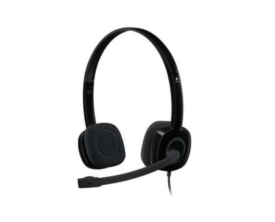 Logitech H151 Auriculares con Microfono - Microfono Giratorio - Controles en Cable - Diadema Ajustable - Conexion Jack 3.5mm - Cable de 1.80m - Color Negro