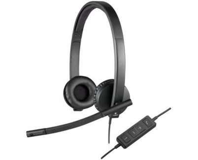 Logitech H570E Auriculares con Microfono USB - Microfono Plegable - Diadema Ajustable - Almohadillas Acolchadas - Controles en Cable - Color Negro